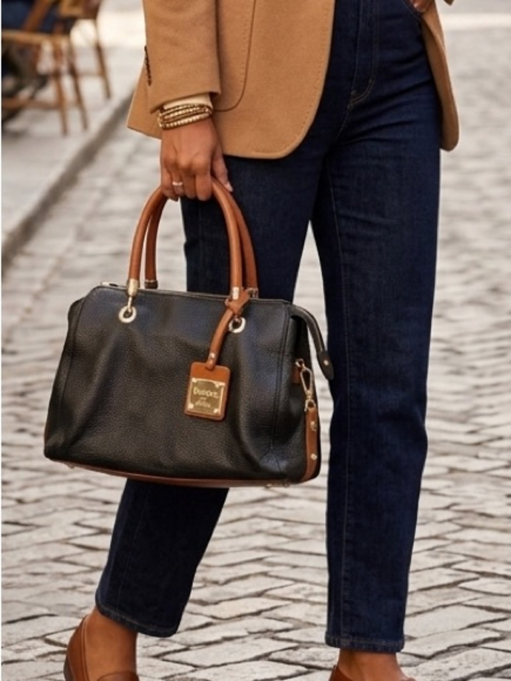 Valentina Black & Brown Italian Leather Crossbody Handbag
